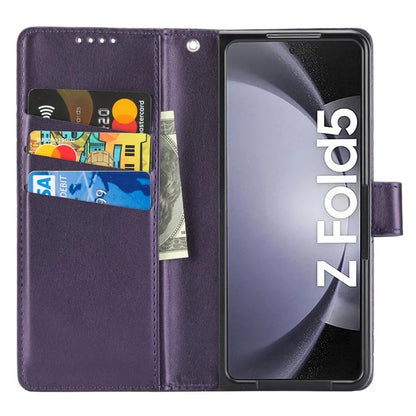 DF-06 For Samsung Galaxy Z Fold5 5G Leather Case Wallet Stand Cover Line Design