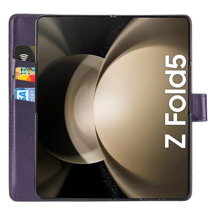 DF-06 For Samsung Galaxy Z Fold5 5G Leather Case Wallet Stand Cover Line Design