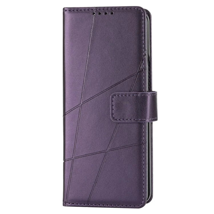 DF-06 For Samsung Galaxy Z Fold5 5G Leather Case Wallet Stand Cover Line Design