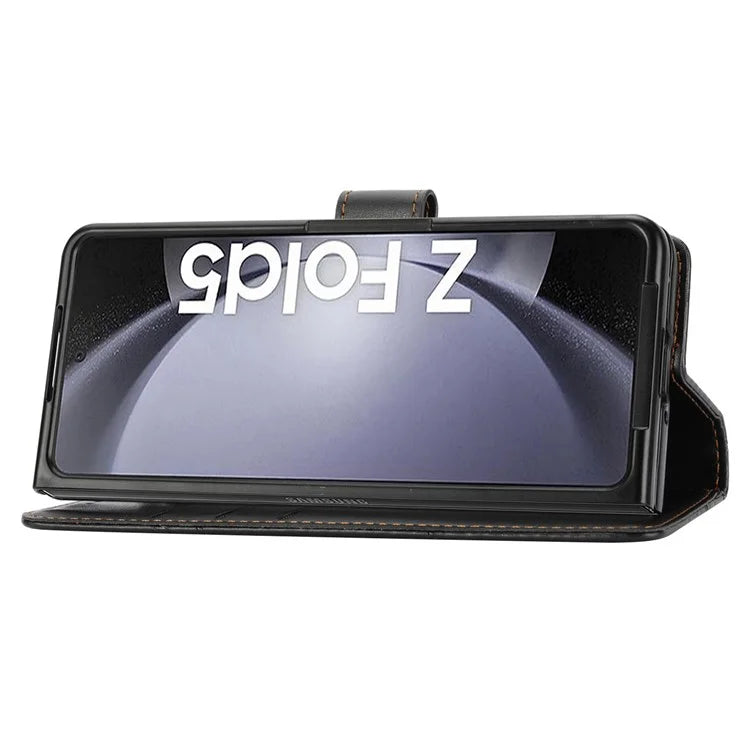 DF-06 For Samsung Galaxy Z Fold5 5G Leather Case Wallet Stand Cover Line Design