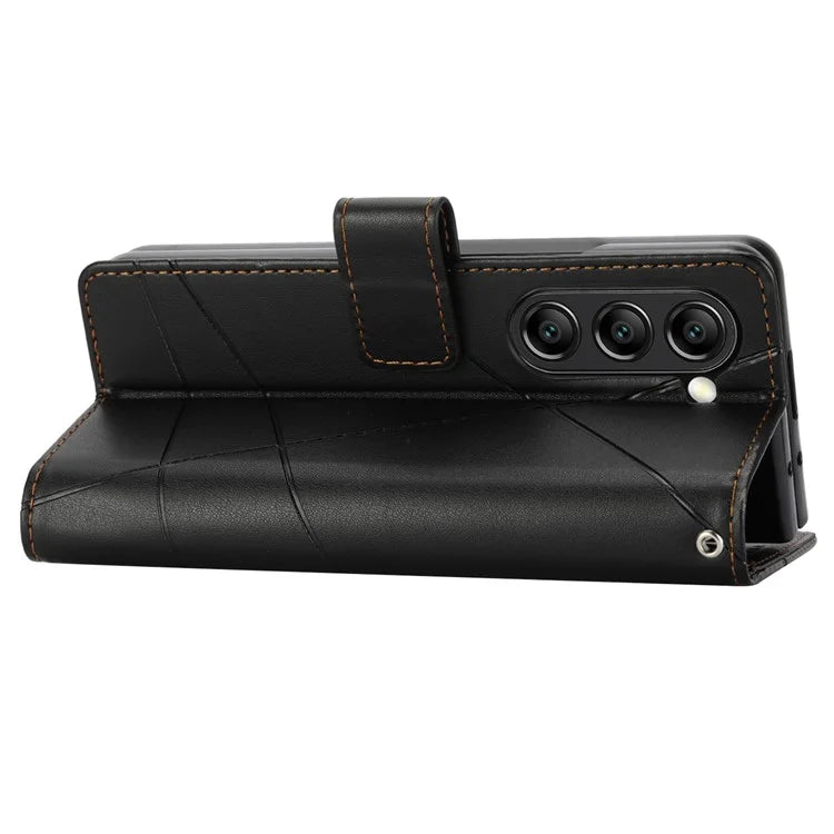 DF-06 For Samsung Galaxy Z Fold5 5G Leather Case Wallet Stand Cover Line Design