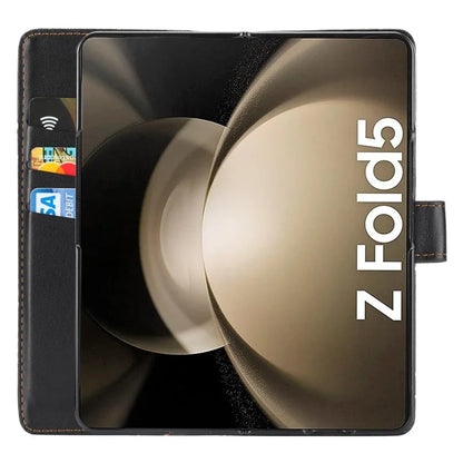 DF-06 For Samsung Galaxy Z Fold5 5G Leather Case Wallet Stand Cover Line Design