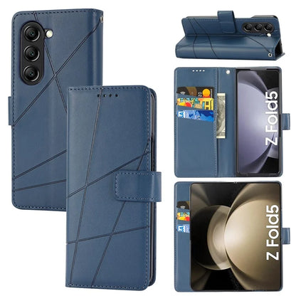 DF-06 For Samsung Galaxy Z Fold5 5G Leather Case Wallet Stand Cover Line Design
