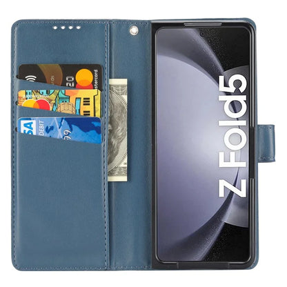 DF-06 For Samsung Galaxy Z Fold5 5G Leather Case Wallet Stand Cover Line Design