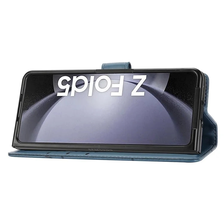 DF-06 For Samsung Galaxy Z Fold5 5G Leather Case Wallet Stand Cover Line Design