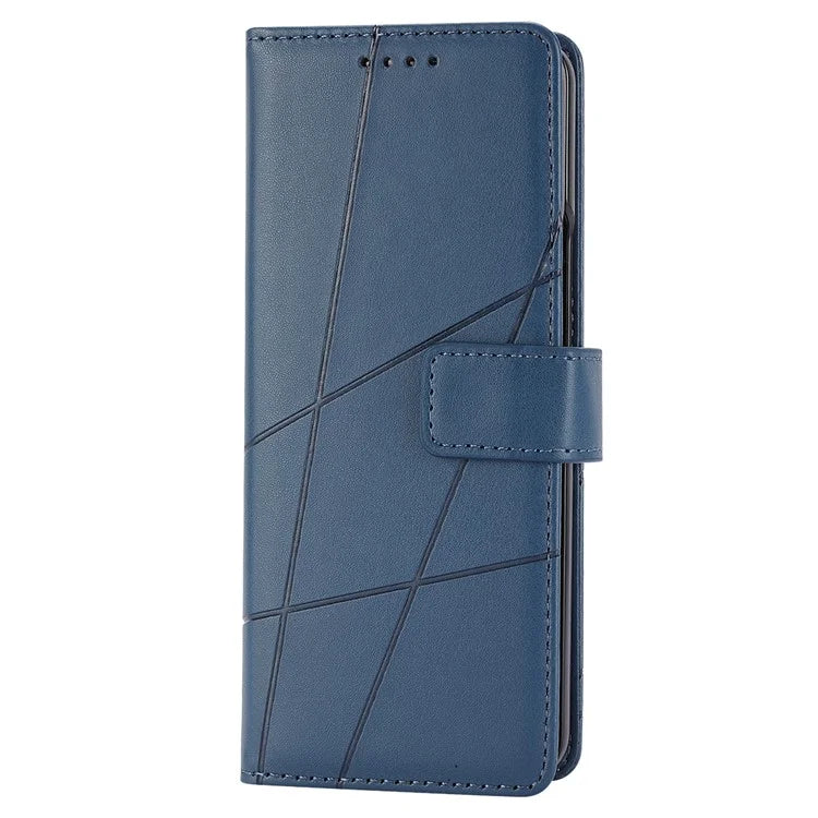 DF-06 For Samsung Galaxy Z Fold5 5G Leather Case Wallet Stand Cover Line Design