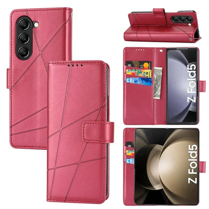 DF-06 For Samsung Galaxy Z Fold5 5G Leather Case Wallet Stand Cover Line Design