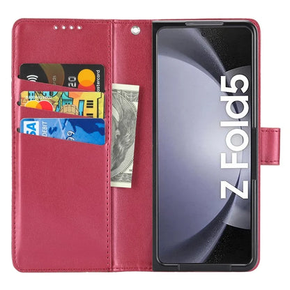 DF-06 For Samsung Galaxy Z Fold5 5G Leather Case Wallet Stand Cover Line Design