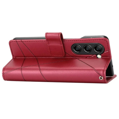 DF-06 For Samsung Galaxy Z Fold5 5G Leather Case Wallet Stand Cover Line Design