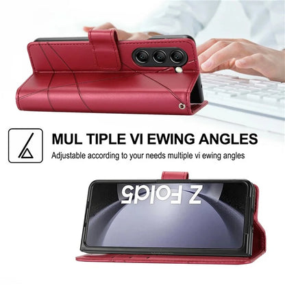 DF-06 For Samsung Galaxy Z Fold5 5G Leather Case Wallet Stand Cover Line Design