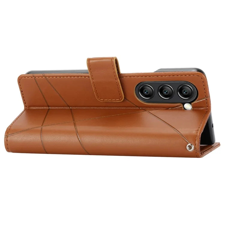 DF-06 For Samsung Galaxy Z Fold5 5G Leather Case Wallet Stand Cover Line Design