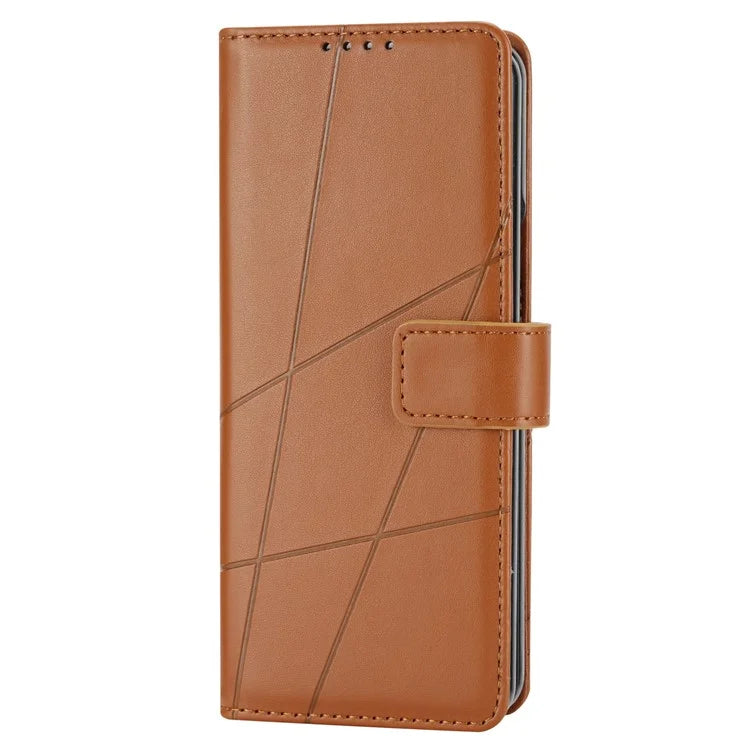 DF-06 For Samsung Galaxy Z Fold5 5G Leather Case Wallet Stand Cover Line Design
