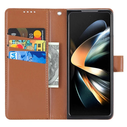 DF-06 For Samsung Galaxy Z Fold4 5G Leather Case Line Imprinted Phone Cover