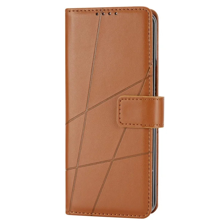 DF-06 For Samsung Galaxy Z Fold4 5G Leather Case Line Imprinted Phone Cover