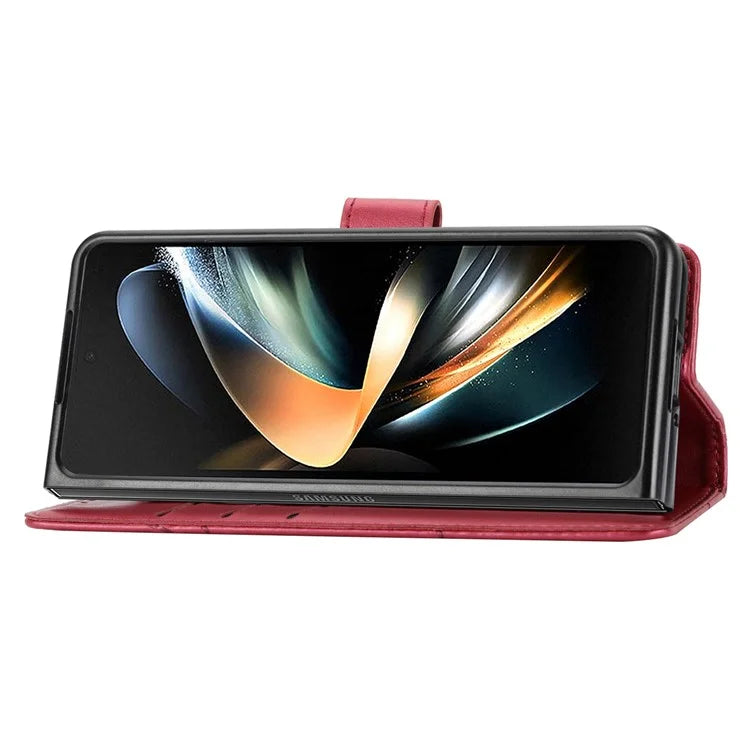 DF-06 For Samsung Galaxy Z Fold4 5G Leather Case Line Imprinted Phone Cover