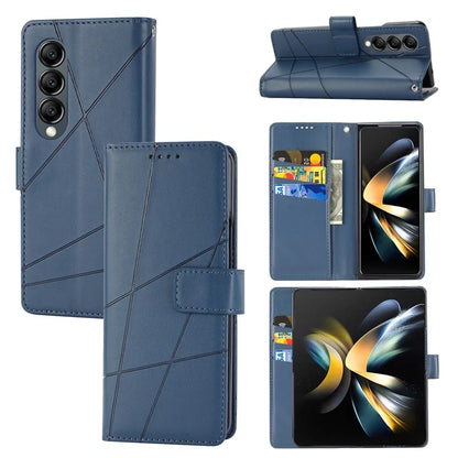 DF-06 For Samsung Galaxy Z Fold4 5G Leather Case Line Imprinted Phone Cover
