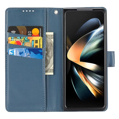 DF-06 For Samsung Galaxy Z Fold4 5G Leather Case Line Imprinted Phone Cover