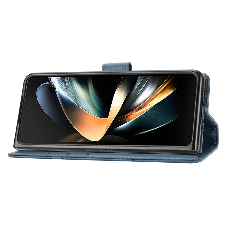 DF-06 For Samsung Galaxy Z Fold4 5G Leather Case Line Imprinted Phone Cover