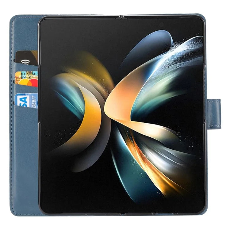 DF-06 For Samsung Galaxy Z Fold4 5G Leather Case Line Imprinted Phone Cover
