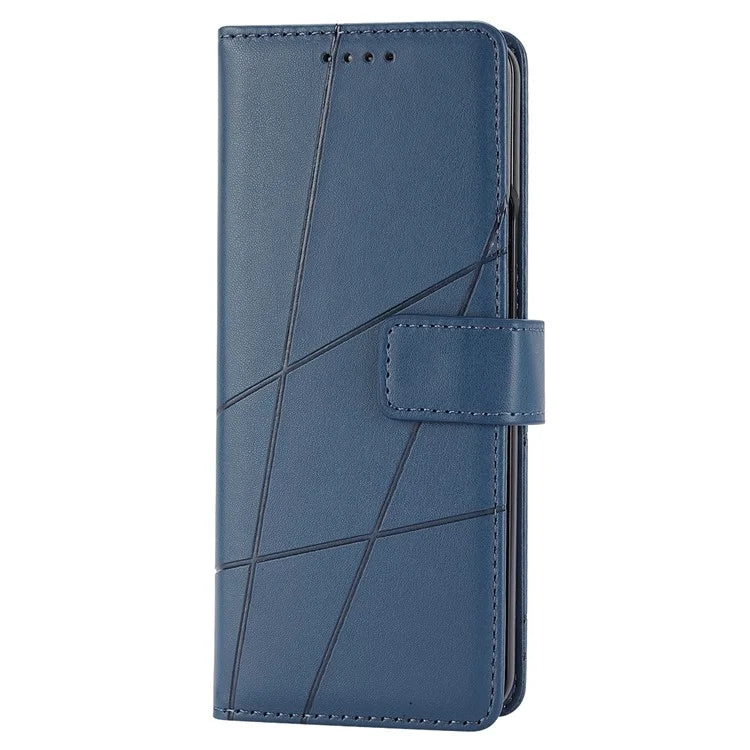 DF-06 For Samsung Galaxy Z Fold4 5G Leather Case Line Imprinted Phone Cover