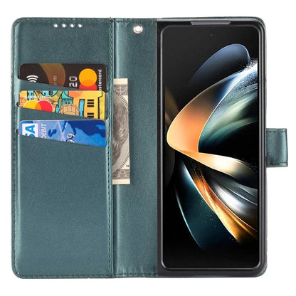 DF-06 For Samsung Galaxy Z Fold4 5G Leather Case Line Imprinted Phone Cover