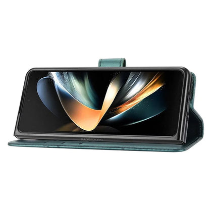DF-06 For Samsung Galaxy Z Fold4 5G Leather Case Line Imprinted Phone Cover
