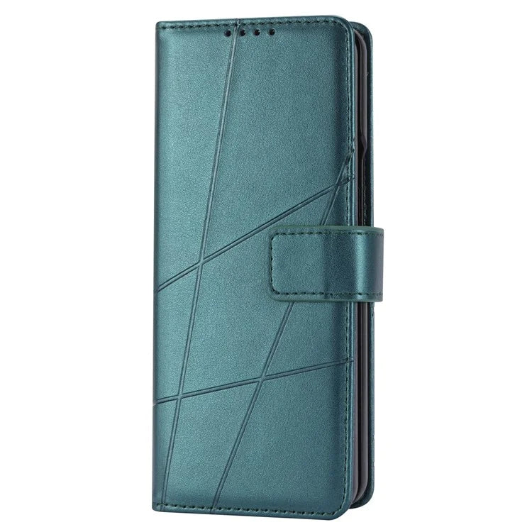 DF-06 For Samsung Galaxy Z Fold4 5G Leather Case Line Imprinted Phone Cover