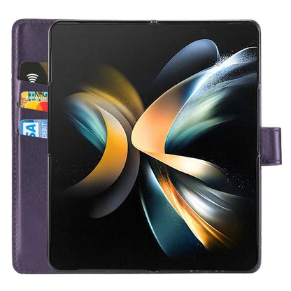 DF-06 For Samsung Galaxy Z Fold4 5G Leather Case Line Imprinted Phone Cover