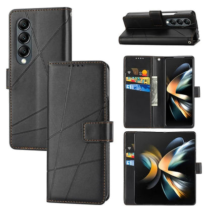 DF-06 For Samsung Galaxy Z Fold4 5G Leather Case Line Imprinted Phone Cover