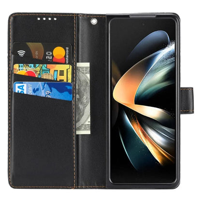 DF-06 For Samsung Galaxy Z Fold4 5G Leather Case Line Imprinted Phone Cover
