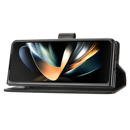 DF-06 For Samsung Galaxy Z Fold4 5G Leather Case Line Imprinted Phone Cover