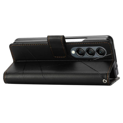 DF-06 For Samsung Galaxy Z Fold4 5G Leather Case Line Imprinted Phone Cover