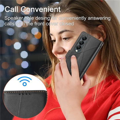 DF-06 For Samsung Galaxy Z Fold4 5G Leather Case Line Imprinted Phone Cover