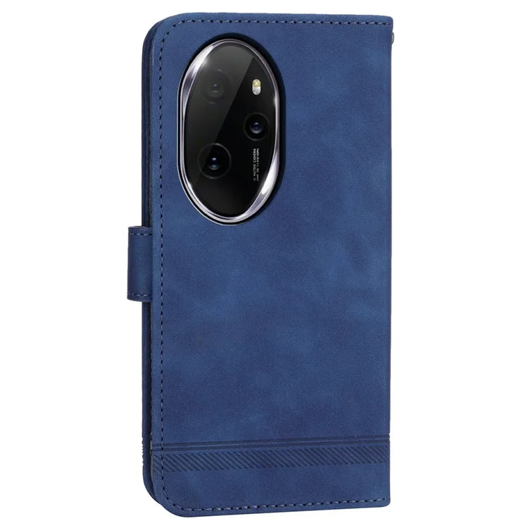 DIERFENG DF-03 for Honor 100 Pro 5G Leather Case Wallet Cover Lines Imprint