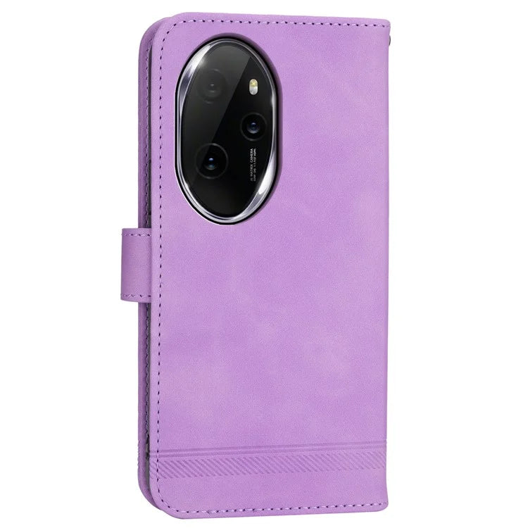 DIERFENG DF-03 for Honor 100 Pro 5G Leather Case Wallet Cover Lines Imprint