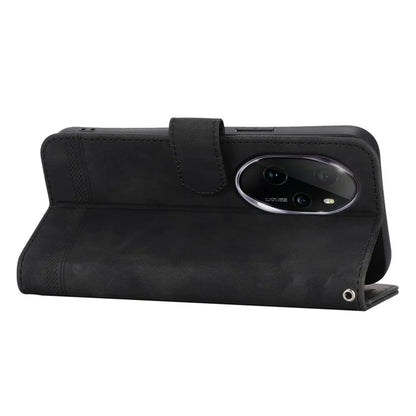 DIERFENG DF-03 for Honor 100 Pro 5G Leather Case Wallet Cover Lines Imprint