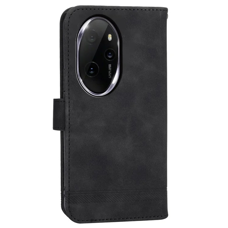 DIERFENG DF-03 for Honor 100 Pro 5G Leather Case Wallet Cover Lines Imprint