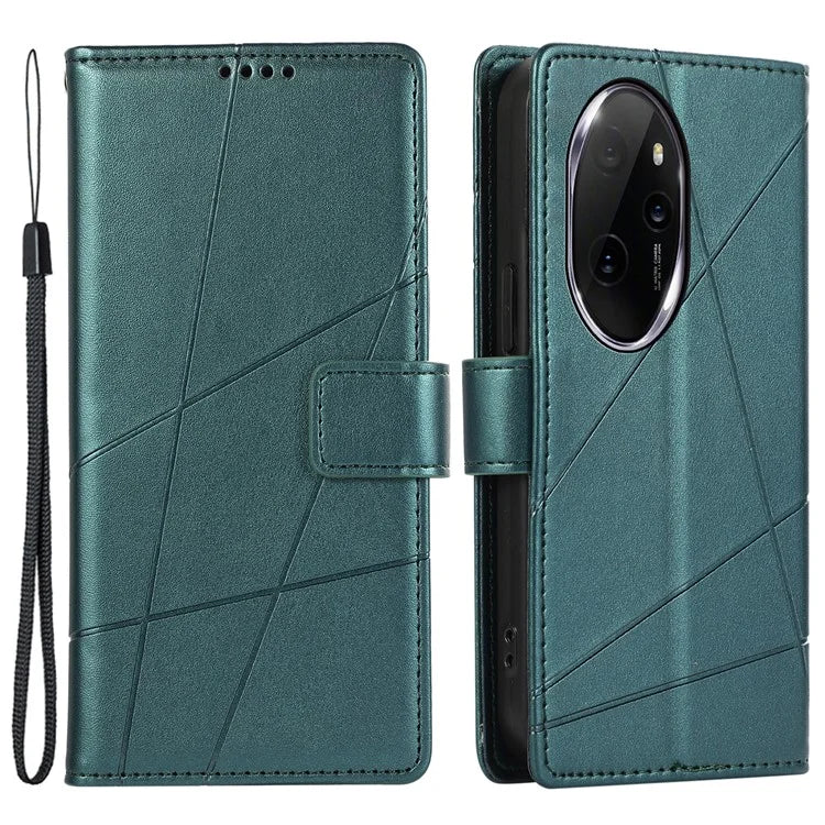 DF-06 For Honor 100 Pro 5G Leather Case Imprinted Lines Phone Wallet Stand