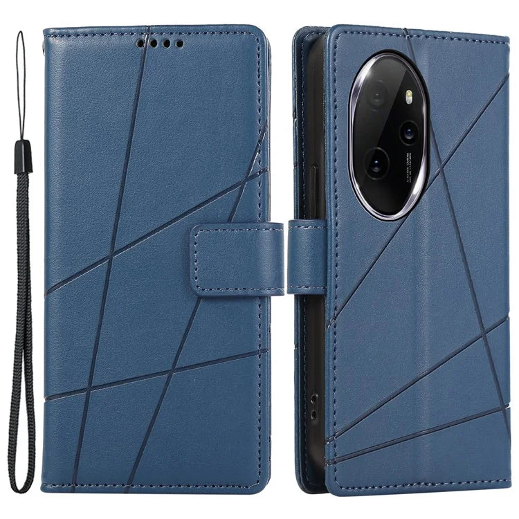 DF-06 For Honor 100 Pro 5G Leather Case Imprinted Lines Phone Wallet Stand