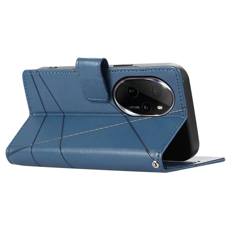 DF-06 For Honor 100 Pro 5G Leather Case Imprinted Lines Phone Wallet Stand