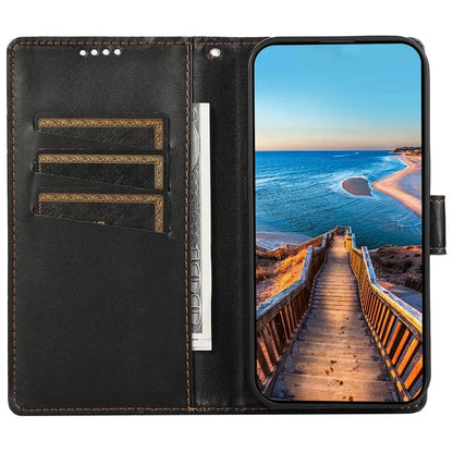 DF-06 For Honor 100 Pro 5G Leather Case Imprinted Lines Phone Wallet Stand