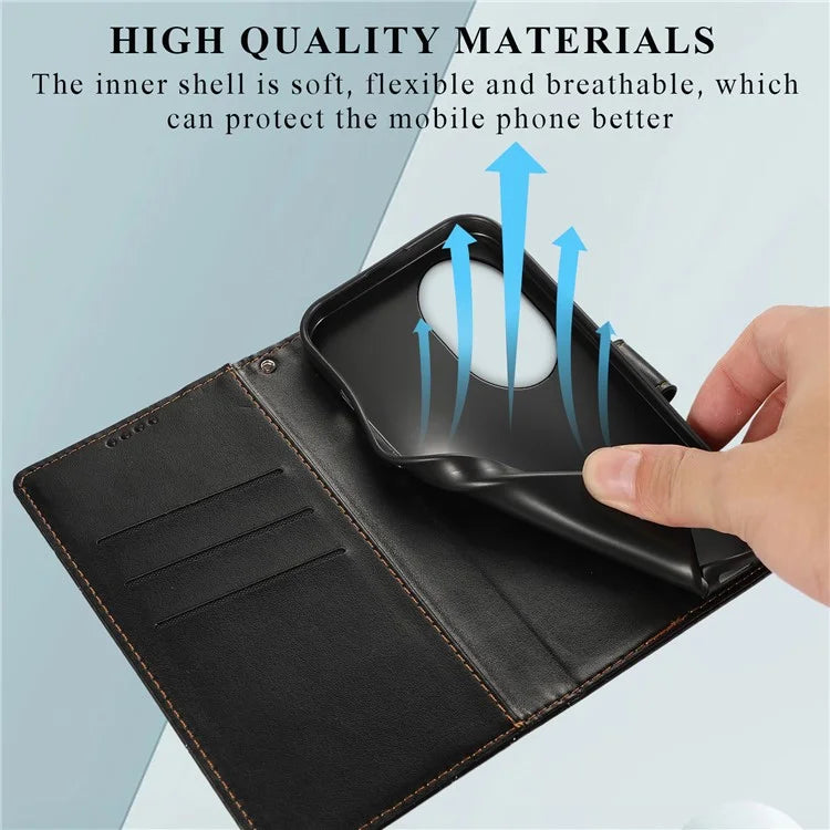 DF-06 For Honor 100 Pro 5G Leather Case Imprinted Lines Phone Wallet Stand