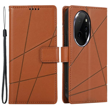 DF-06 For Honor 100 Pro 5G Leather Case Imprinted Lines Phone Wallet Stand