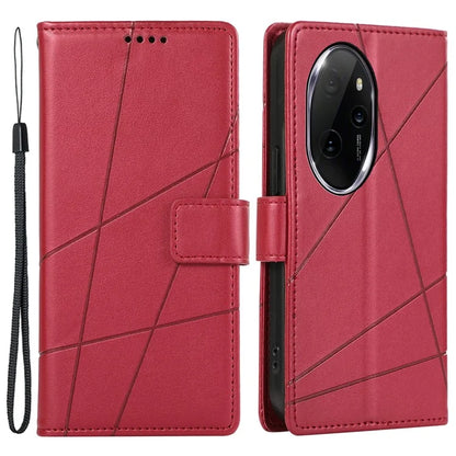 DF-06 For Honor 100 Pro 5G Leather Case Imprinted Lines Phone Wallet Stand