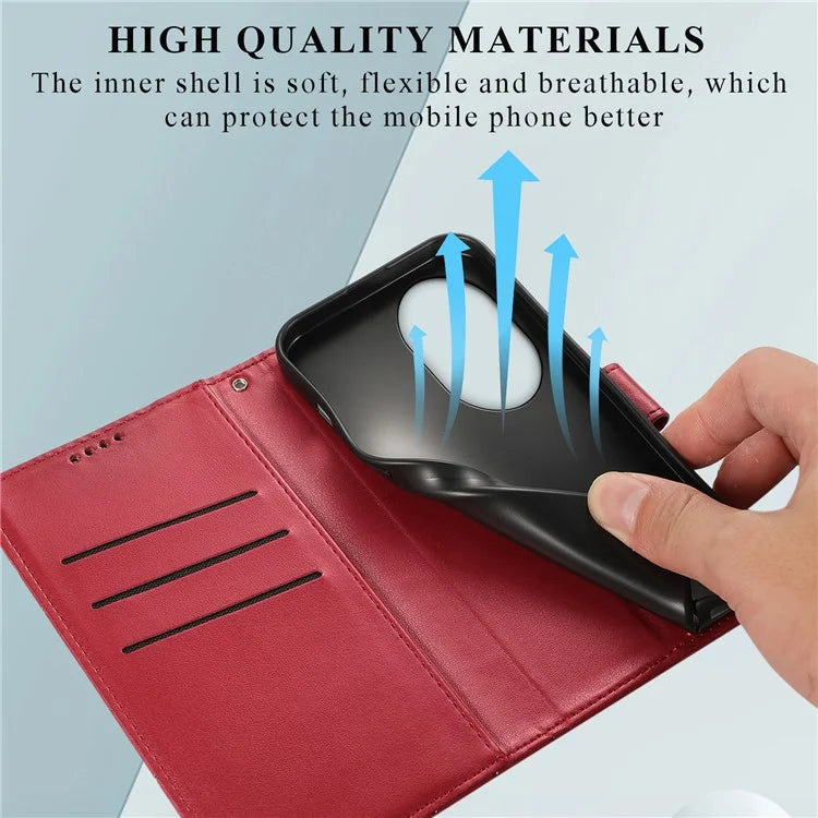 DF-06 For Honor 100 Pro 5G Leather Case Imprinted Lines Phone Wallet Stand