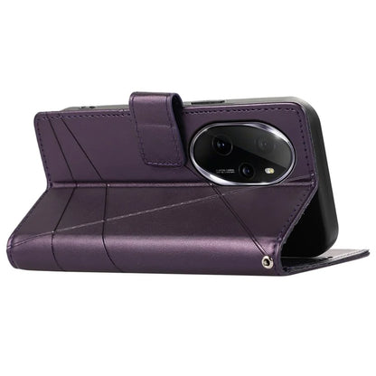 DF-06 For Honor 100 Pro 5G Leather Case Imprinted Lines Phone Wallet Stand