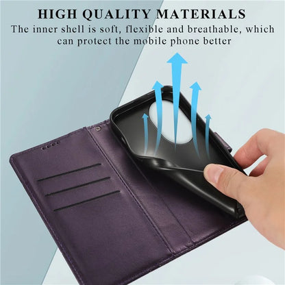 DF-06 For Honor 100 Pro 5G Leather Case Imprinted Lines Phone Wallet Stand