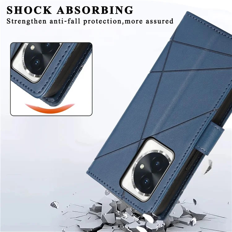DF-06 For Honor 100 5G Leather Wallet Phone Case Line Pattern Imprinted
