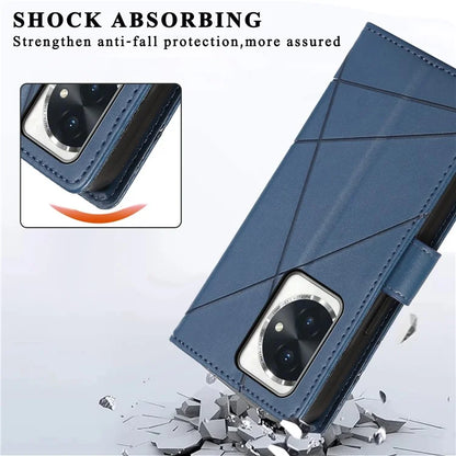 DF-06 For Honor 100 5G Leather Wallet Phone Case Line Pattern Imprinted