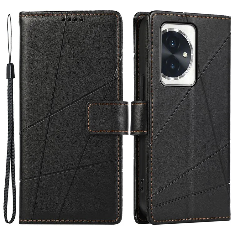 DF-06 For Honor 100 5G Leather Wallet Phone Case Line Pattern Imprinted